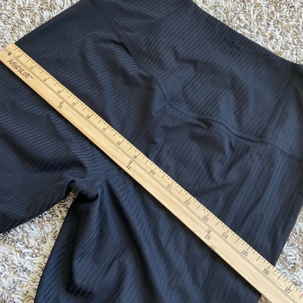 Prana Luxara Rib Flare Crop Legging Women's M Black High Rise Ribbed Texture - Picture 13 of 13